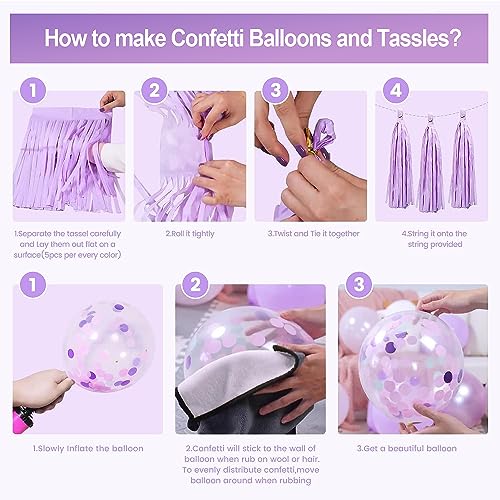 Purple Pink Birthday Party Decorations for Women Girls with Happy Birthday Banner,Hanging Swirls,Tissue Paper Pompoms,Circ...