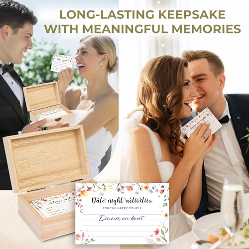STOFINITY Advice And Wishes For The Mr And Mrs - 50 Pcs Flower Wedding Advice Cards Box, Floral Bridal Shower Games Advice...