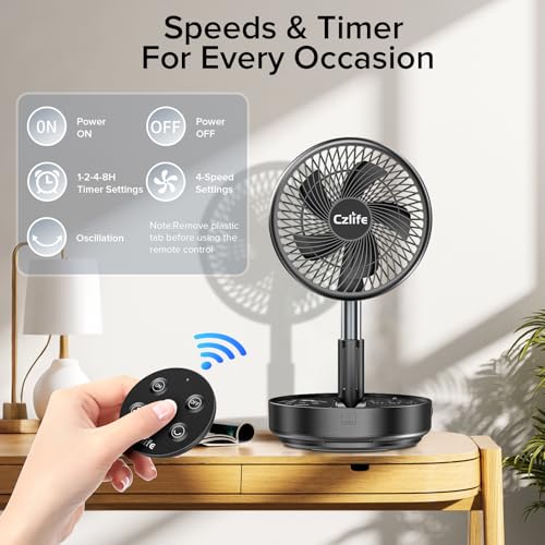 Czlife F9 Portable Fan, 10000mAh Rechargeable Battery Powered for Travel Sleeping Camping Bedroom Outdoor, Cordless Floor ...