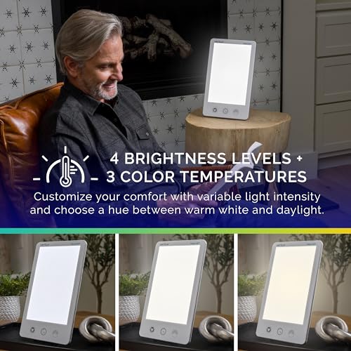 Verilux HappyLight Luxe - Light Therapy Lamp with 10,000 Lux, UV-Free, LED Bright White Light with Adjustable Brightness, ...