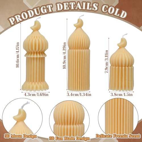 Lyrow 3 Pcs Ramadan Mubarak Scented Soy Candles Eid Islamic Muslim Home Decor Ramadan Mosque Shaped Small Pillar Candles S...
