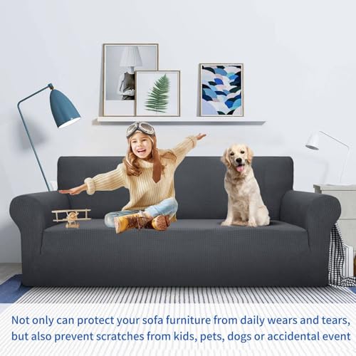 MAXIJIN Stretch Loveseat Sofa Slipcovers 1 Piece Love Seat Couch Covers for 2 Cushion Couch Non Slip Sofa Cover Washable D...