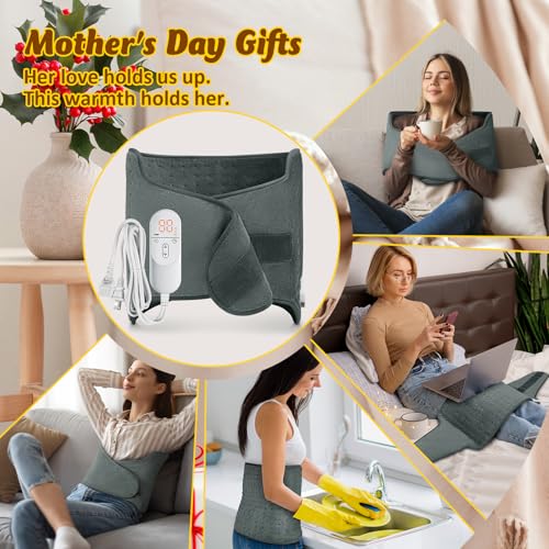 Heating Pad for Back, Electric Heating Pad for Period Cramps, Wrap Around Heat Pad for Waist Stomach Neck Shoulders, Anniv...