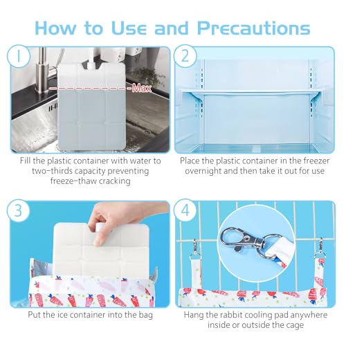 Hamiledyi Rabbit Cooling Pouch with Ice Pack - No Condensation Pad for Bunny Cage Accessories, Washable Cooling Mat for Sm...