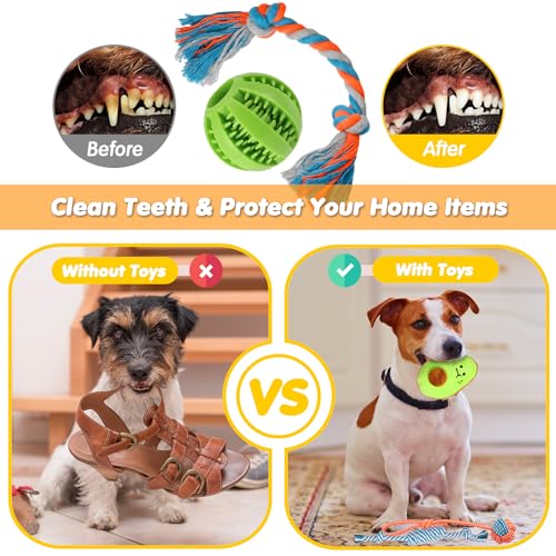 Zeaxuie 25 Pack Luxury Dog Chew Toys for Puppy, Dog Toys with Ropes, Treat Ball and Squeaky Puppy Toys for Teething Small ...