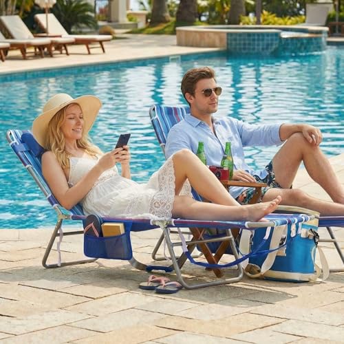 daystar SunnyFeel Beach Lounge Chair, Backpack Reclining Beach Chairs Lay Flat, Face Down Tanning Chair, Folding Camping C...