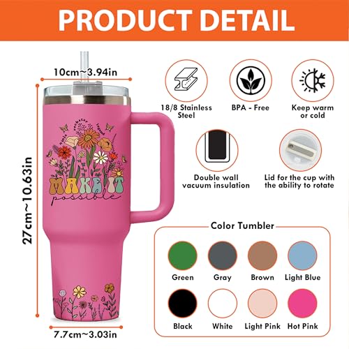 Personalized Para Tumbler with Handle, Custom Paraprofessional Floral Cup, Teacher Assistant Appreciation Gift, Back to Sc...