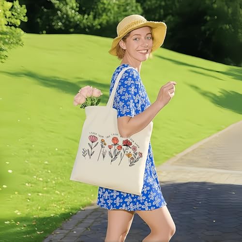 Pavolini Teacher Appreciation Gifts, Flower Printed Canvas Tote Bag, Teacher Gifts, Thank you Gift, Sturdy Cotton Shoulder...