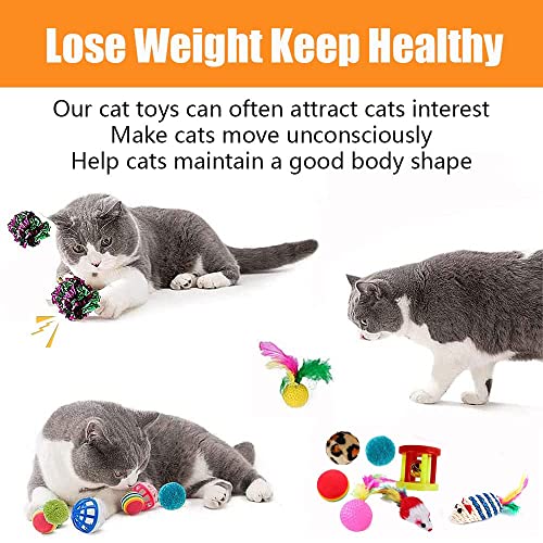 21 Pcs Cat Toys for Indoor Cats Collapsible Cat Tunnel Interactive Feather Teaser Wand Ball Toy for Kitten Cats