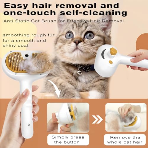 Pet Steam Brush for Dog & Cat – 3-in-1 Spray Hair Removal Comb – Steam for Shedding & Grooming – Water Brush for Long & Sh...