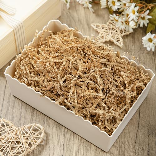 Mefleet 1/2 LB Crinkle Cut Paper Shred Filler 8 oz Brown Crinkle Shredded Paper for Gift Box - Gift Basket Bag Filler - Gr...