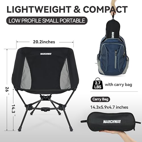 MARCHWAY Lightweight Folding Camping Chair, Portable Foldable Compact for Outdoor Camp, Travel, Beach, Picnic, Festival, H...