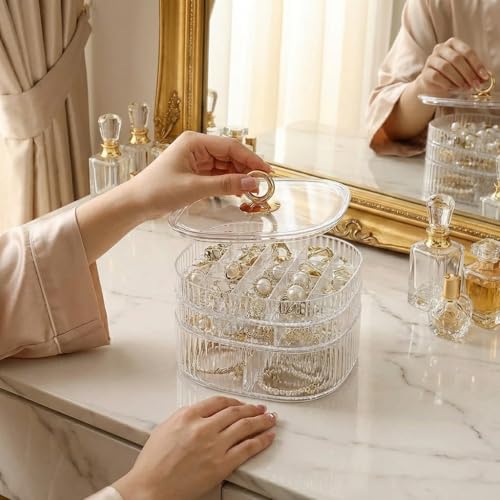 HALAFE Jewelry Box, 3-Layer Acrylic Jewelry Organizer with Handle, Clear Jewelry Boxes for Women Girls, Make up Organizer,...