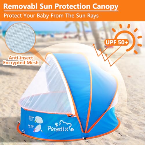 Peradix Paddling Pool for Kids & Pets Infant Ball Pit Tent, Baby Beach Tent, Toddler Wading Pool UV Sun Shelter Canopy wit...