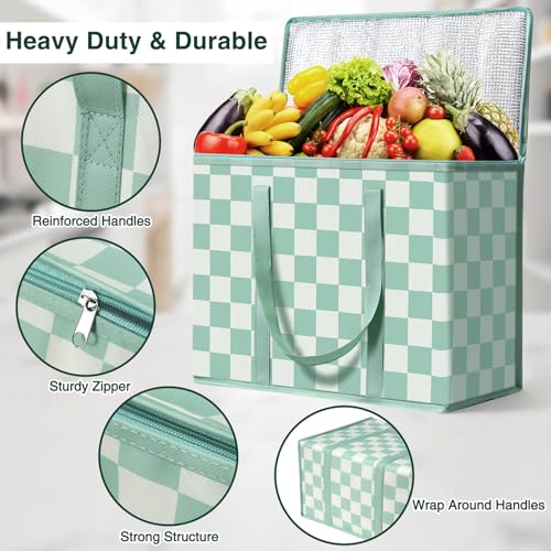 COOZOOM 2 Pack Insulated Reusable Grocery Bags, Heavy Duty Warming Large Capacity Collapsible Cooler Delivery Bags for Piz...