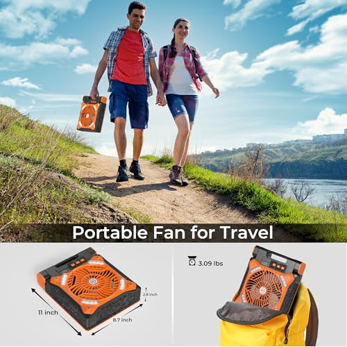 KITWLEMEN Upgraded Solar Camping Fan with Lantern - Rechargeable Battery Operated Fan, 36H Run Time Max, 4 Speeds, 8H Time...