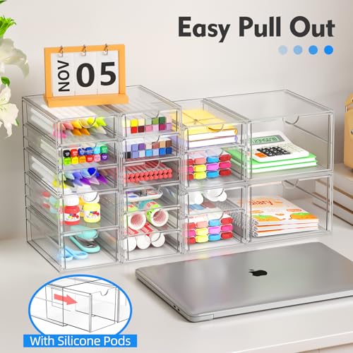 Acrylic Makeup Organizer with 13 Drawers, Bathroom Counter Organizer, Acrylic Organizers, Desk Organizer, Office Supplies,...