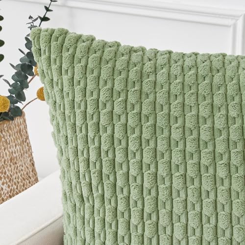Kevin Textile 2 Packs Spring Decorative Throw Pillow Covers 18x18 Inch for Living Room Couch Bed Spring Sofa Soft Striped ...