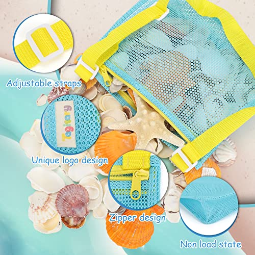 Tagitary Beach Toy Mesh Beach Bag Kids Shell Collecting Bag Beach Sand Toy Totes for Holding Shells Beach Toys Sand Toys S...