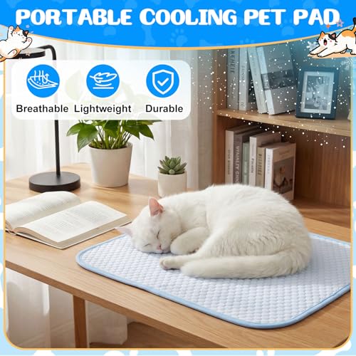 Chunful 4 Pack Dog Cooling Mat 18 x 14 Inches Pet Cooling Pads Summer Cat Self-Cooling Blanket Portable Washable Ice Silk ...