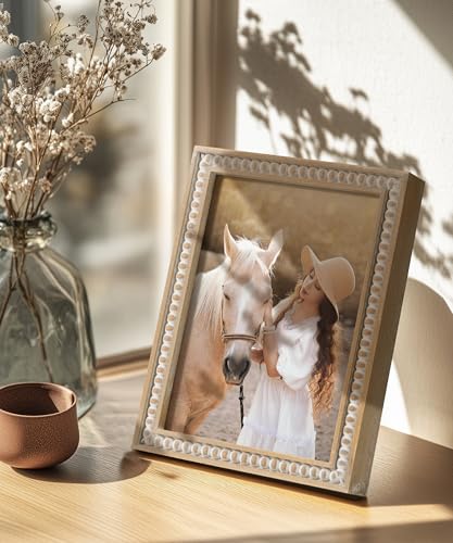 SUMGAR 5x7 Picture Frames 7x5 Photo Frame White Wood Farmhouse Boho Wall Mounted Shabby Chic Display for Desk Birthday Fri...