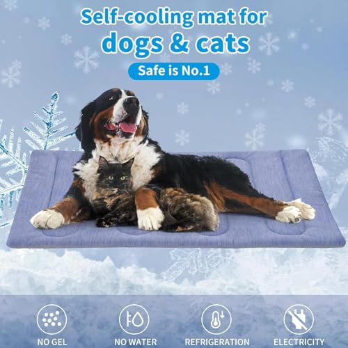 PAIGTEK Cooling Mat for Large Dogs - Double-Sided Waterproof & Cool, Q-MAX>0.47, Portable Dog Cooling Mat for Summer. (L -...