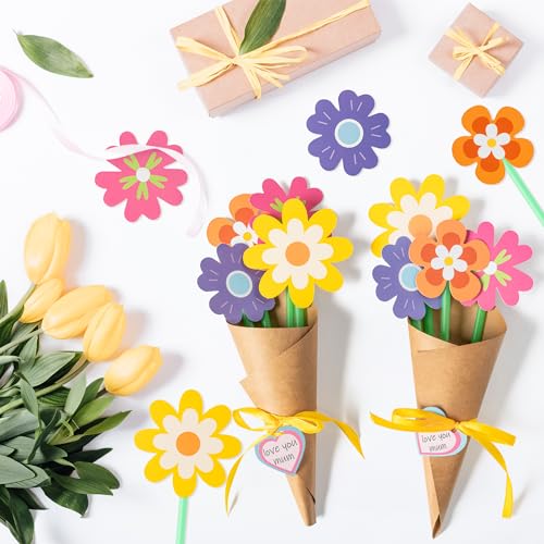 BeYumi Flower Bouquet Craft Kit - 48Pcs Mother's Day Flower Bouquet Craft for Kids Make Your Own Bunch of Flowers Teacher ...