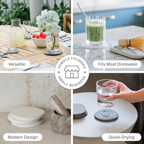 Dorai Home Stone Coasters Set - Diatomaceous Earth Water-Absorbing Drink Coaster for Coffee Table, Kitchen or Bar, Modern ...