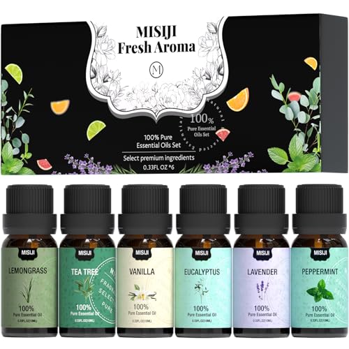 MISIJI Essential Oils Set Top 6 Aromatherapy-Essential Oils for Diffuser for Home,Air Freshening Diffuser Oils Scents for ...