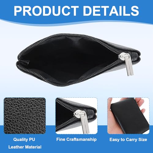 4 Pack Leather Zipper Coin Purse, Portable PU Leather Coin Purse,Mini Coin Pocket Pouch Change Holder, Coin Pouch with Zip...