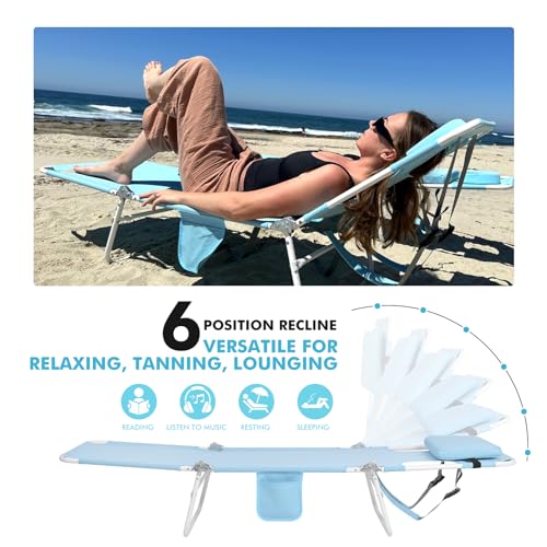 3 in 1 Women Comfort Backpack Beach Tanning Lounge Chair with Cushion Face Hole Softer Padded Adjustable Washable, Folding...