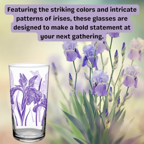 DOWN TO EARTH BASICS Vintage Glasses Set – 7 oz Retro Tumbler Variety Pack – Poppy, Iris, Trillium, Mushroom – Durable Flo...