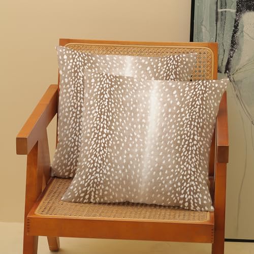 DAFENA Antelope Pillow Covers 22x22 Inch 2 Pcs Brown Deer Animal Skin Print Decor Throw Pillows Fall Winter Modern Outdoor...