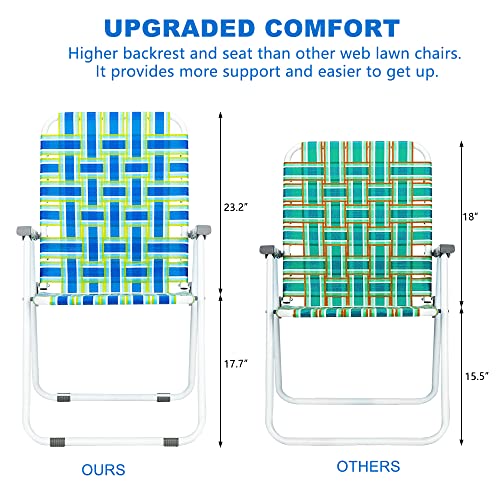 VINGLI Patio Lawn Webbed Folding Chairs Set of 2, Outdoor Beach Portable Lawn Chair Camping Chair Beach Chair for Yard, Ga...