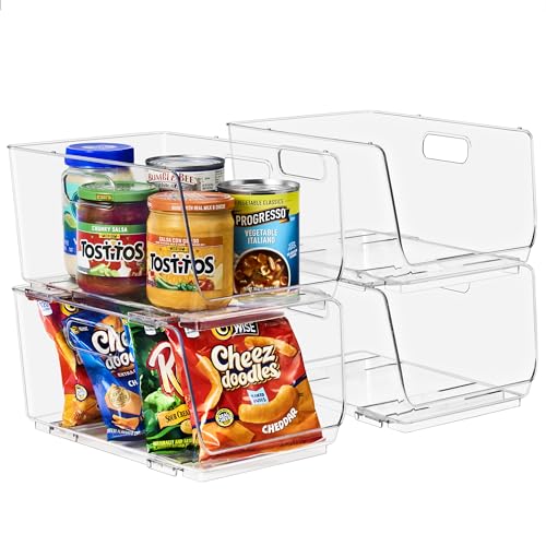 Sorbus Stackable Storage Bins Open Front - Pantry Bins for Storage and Organization for Kitchen - Clear Pantry Organizer B...
