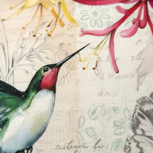 Hopomoon Throw Pillow Covers 18x18 Set of 4 Spring Summer Vintage Hummingbird Dragonfly Floral Rustic Garden Theme White L...