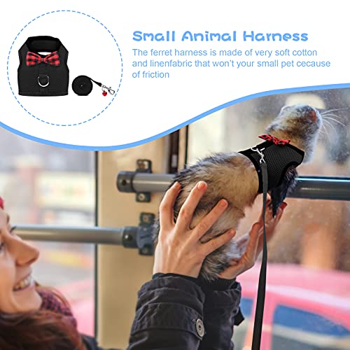Rypet Small Animal Harness and Leash - Soft Mesh Pet Harness with Safe Bell, No Pull Comfort Padded Vest for Small Pet Bla...