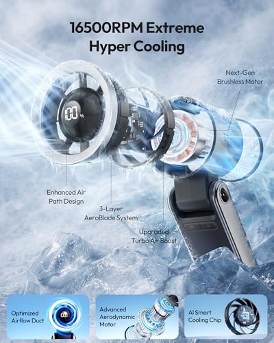 Gaiatop Portable Handheld Turbo Fan, 15 Hrs Cooling, 180° Foldable 4-in-1 Hand Held Fans, 6-Speed (1-100) Personal Mini Ha...