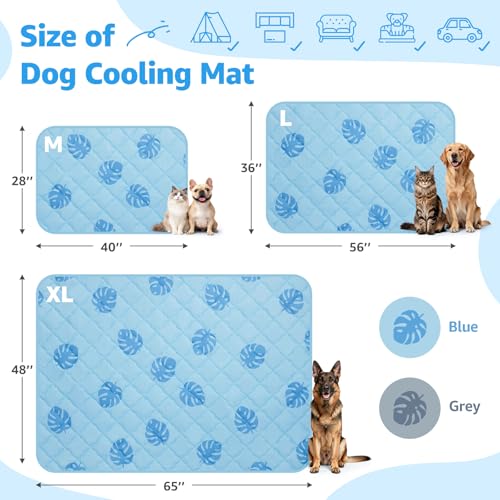 LOOBANI Dog Cooling Mat for Small Dogs Cats - 40"x28" Pet Cooling Mat with Anti-Slip Bottom, Waterproof Self-Cooling Dog P...