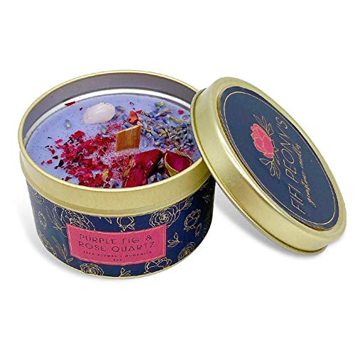 Fifi Peony's Gemstone Candles - Infused with Healing Rose Quartz Crystals and Hand Placed Dried Flowers. Scented with Soot...