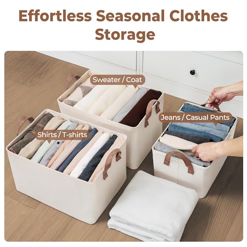 StorageWorks Fabric Storage Bins, Large Storage Baskets for Shelves, Closet Organizers and Storage Bins with Metal Frame, ...