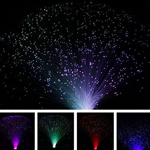 Fiber Optic Lamp, LED Colourful Changing Fiber Optic Fountain Night Light, Novelty Battery Powered Bedside Mood Lamp for C...