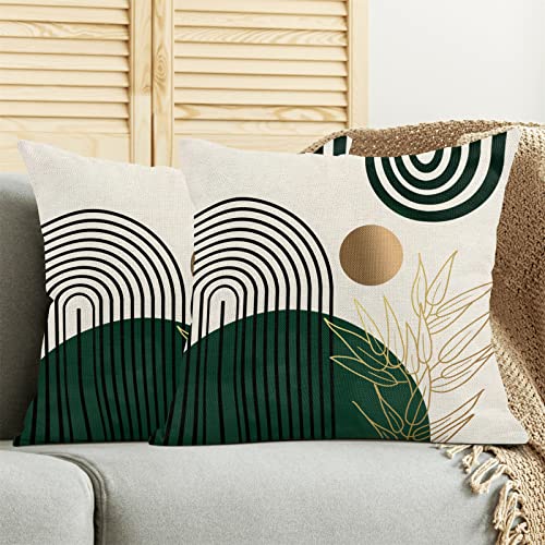 GIOPAMGO Boho Pillow Covers 20x20 Set of 2, Green Gold Farmhouse Decorations Throw Pillow Covers Boho Leaves Tropical Outd...