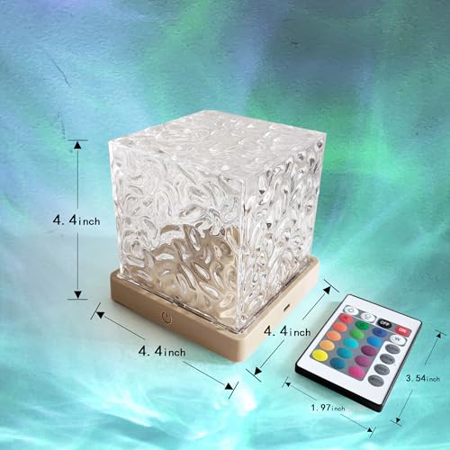 BENCACAO Ocean Wave Projector Light, Rechargeable Cube 16 RGB Color Changing Water Ripple Mood Lamp for Bedroom,Bathroom D...