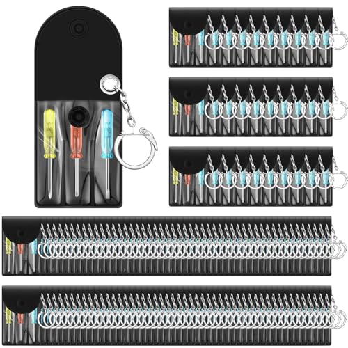 Jutom 130 Set Mini Screwdriver Keychain Set Bulk Includes 3 Mini Screwdrivers in a Portable Pouch with Snap with Hook Bulk...