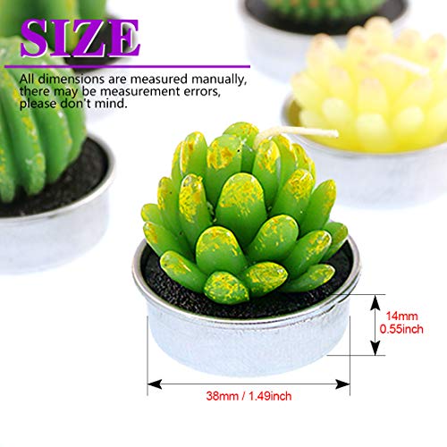 Swpeet 12Pcs Decorative Succulent Cactus Tealight Candles Kit, Cute Smokeless Succulent Plants Perfect for Candles Festiva...