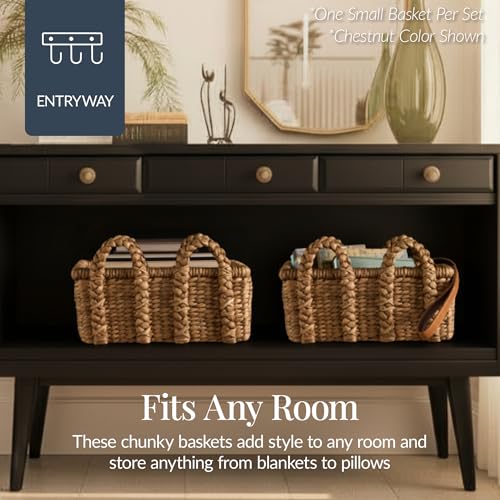 Best Choice Products 3Pc Shelf Baskets, Small, Large and XL Chunky Woven Wicker Rattan Storage Baskets w/Braided Handles, ...