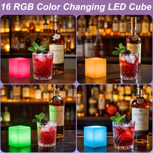 4-inch Dimmable LED Cube Night Light for Kid, 16 RGB Color 4 Lighting Effect & 8 Level Dimming Tesseract Cosmic Cube w/Rem...