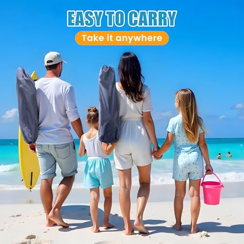 Lamberia Folding Beach Chair with Umbrella for Adults, Portable Low Beach Chairs with 300lbs Capacity, Lightweight Fodable...