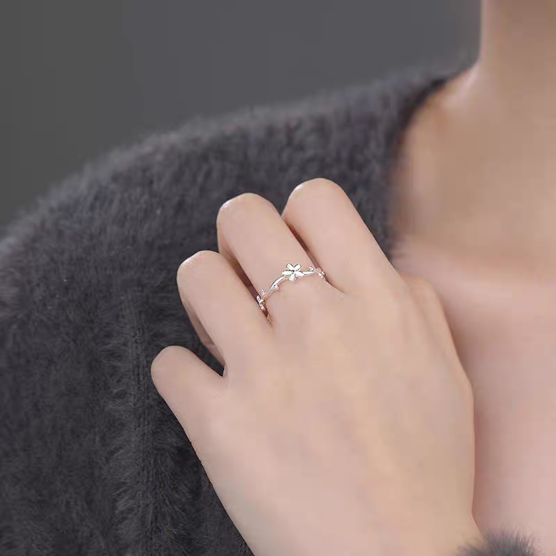 1pc 999 Sterling Silver Floral Branch Open Ring, Sweet & Delicate Style, Perfect For Daily, Dating & Gifting, Ideal Valentine's Gift